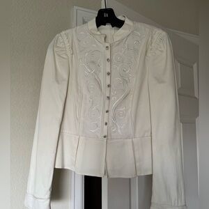 White House Black Market Embroidered Peplum Jacket Womens Size 4